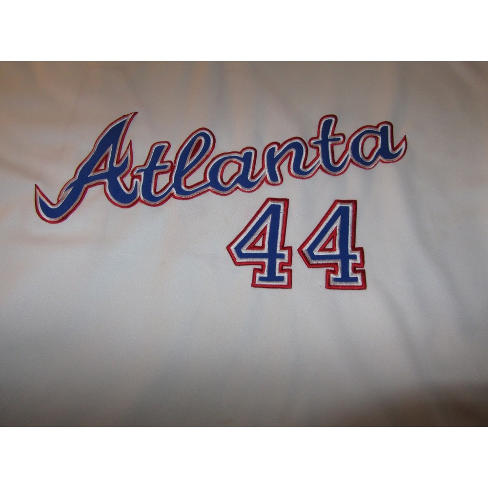 OTEK Sports Atlanta 44 Baseball Jersey Mens Large White 1972 Embroidered V-Neck - Picture 2 of 9